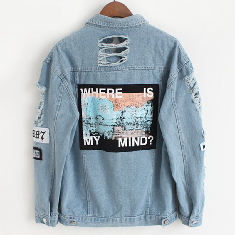 Denim jacket printed patch