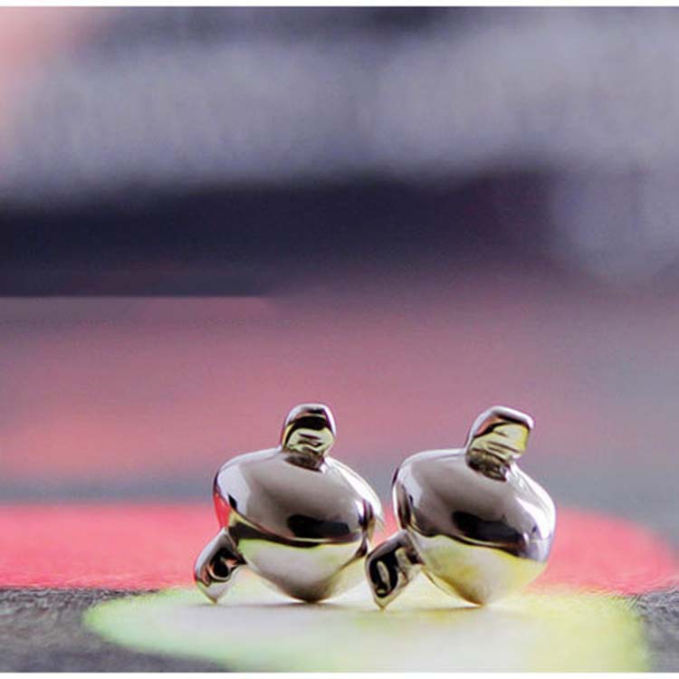 Female silver  angel egg earrings