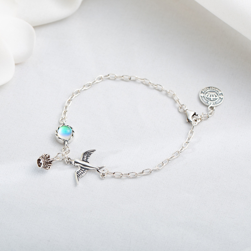 Swallow Crown Moonstone Bracelet