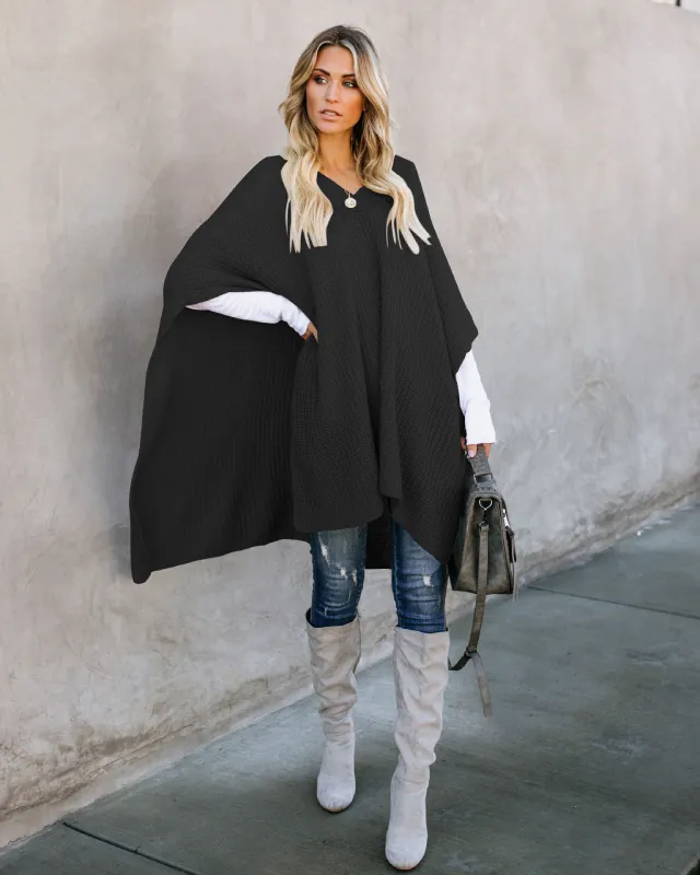 Women's cloak sweater knitted sweater Black - Shop at LoveMi
