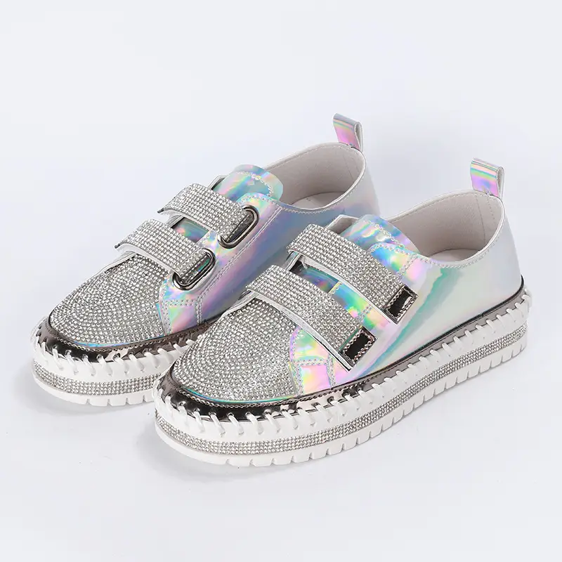 Flat bottom rhinestone casual shoes