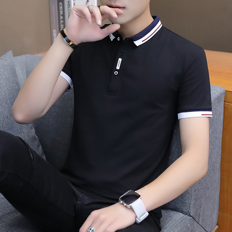 Men's Embroidery Paul Lapel short sleeve t-shirt men's T-shirt