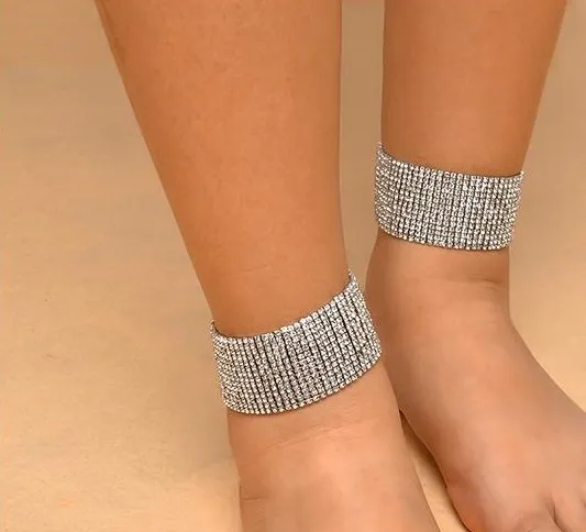 Geometric square diamond anklet anklet Silver - Shop at LoveMi