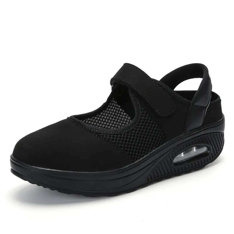 Air cushion sports shallow mouth women's shoes - Black