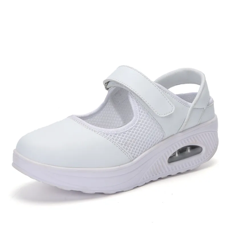 Air cushion sports shallow mouth women's shoes - White