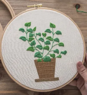 Cross Stitch of Green Plants