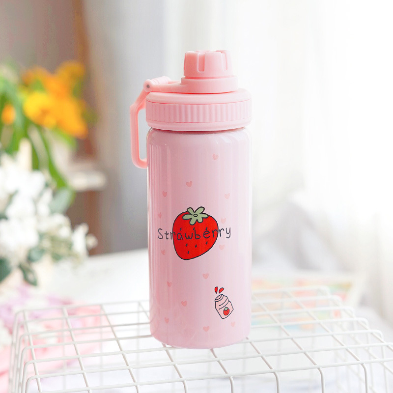 Strawberry thermos straw drinking cup