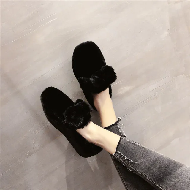 Mid Heel Round Toe Flat Peas Shoes Black - Shop at LoveMi