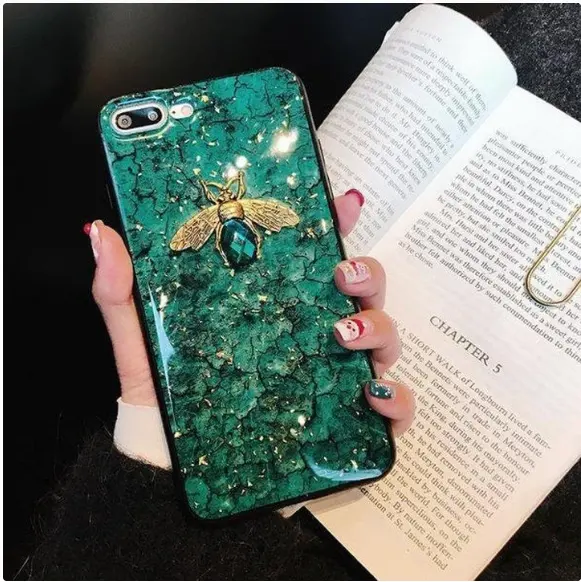 Marble pattern bee phone case