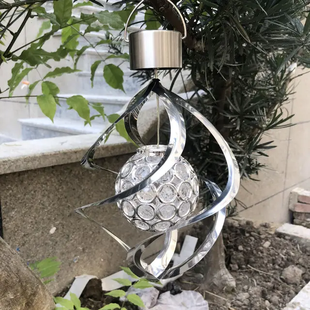 Outdoor Stainless Steel LED Solar Wind Bell Lamp acrylic ball building controlled wind bell rotating wind bell lamp landscape lamp