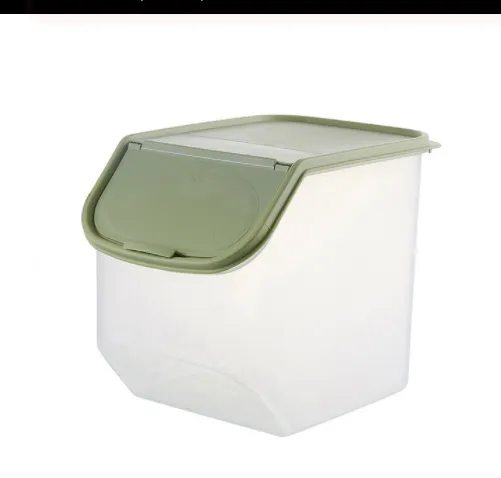Household rice bucket with measuring cup - Green