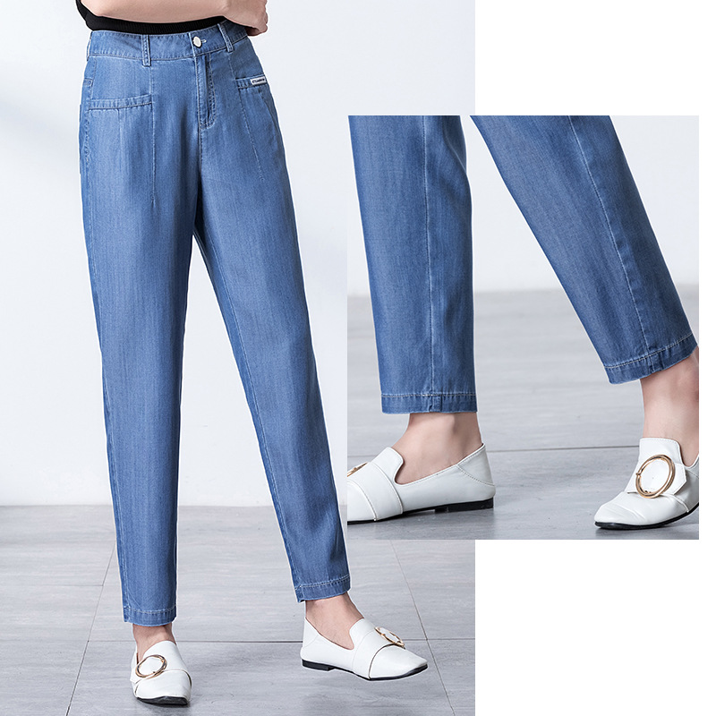 Fashionable casual, thin and medium waist jeans