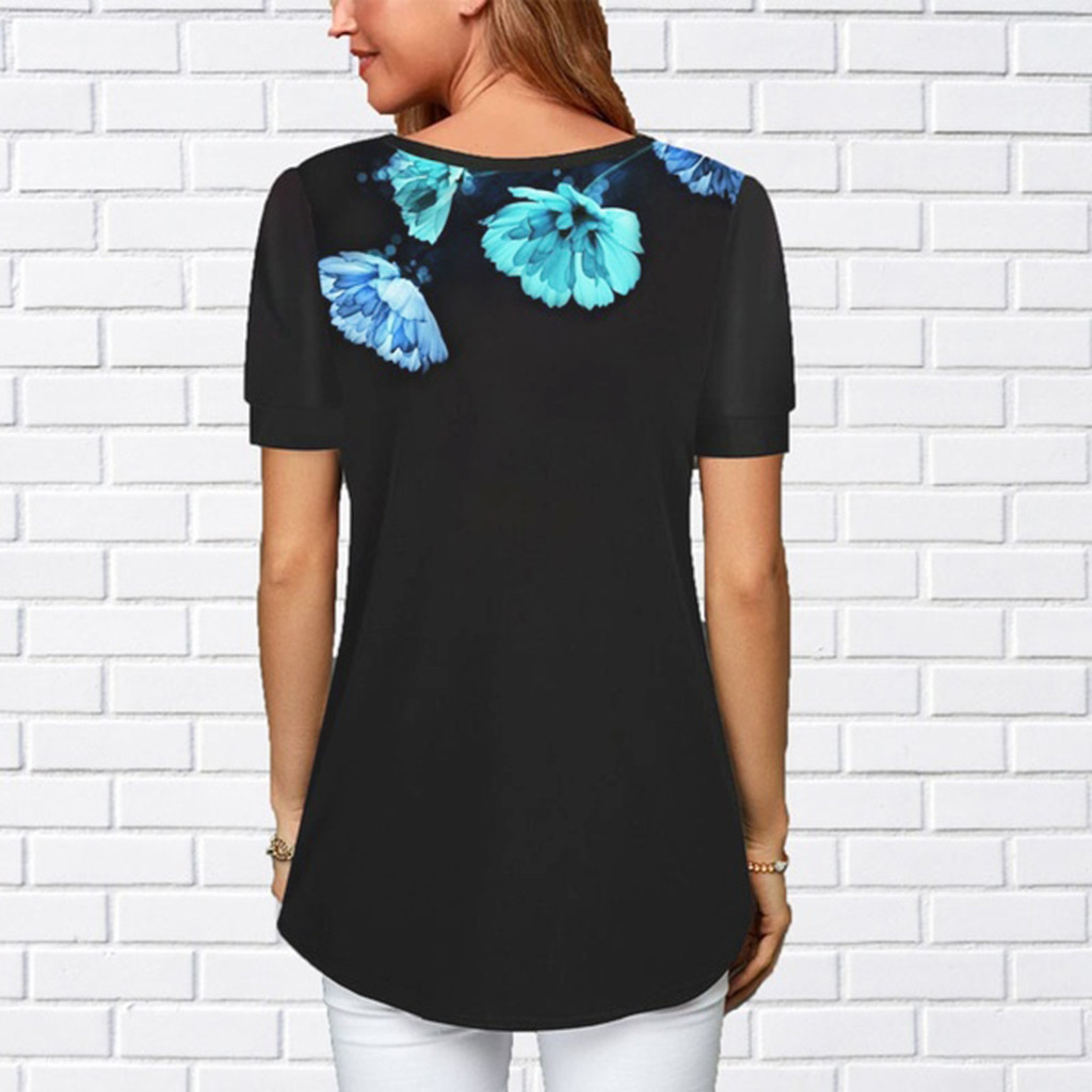 Street hipster round neck 3D printed loose short sleeve T blood