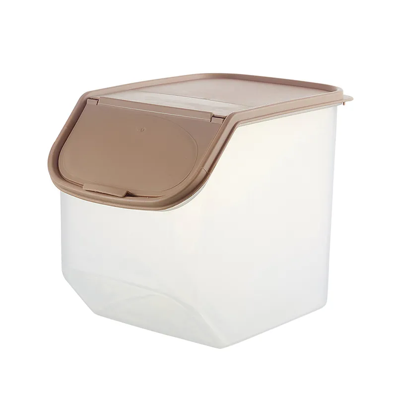 Household rice bucket with measuring cup - Brown
