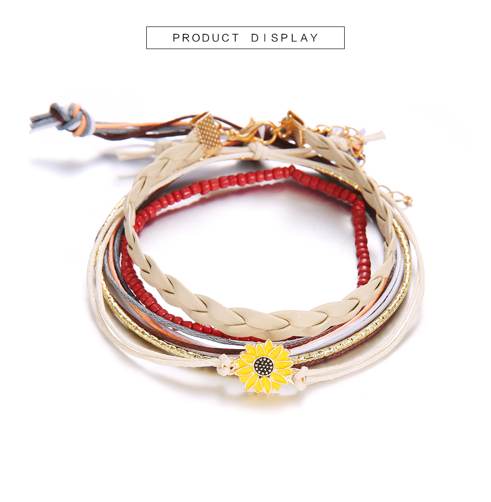 5-piece small daisy leather rope