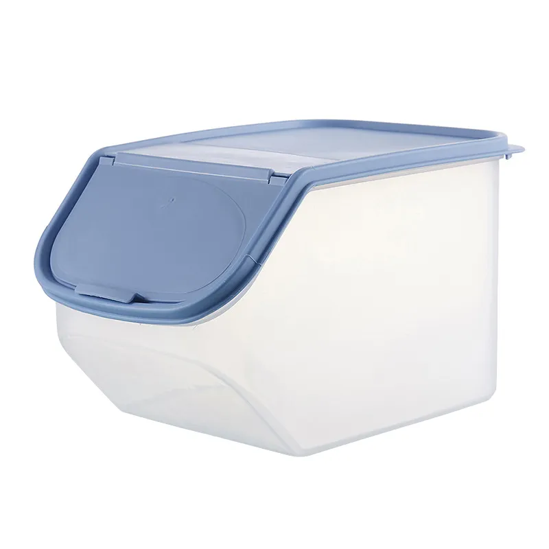 Household rice bucket with measuring cup - Blue