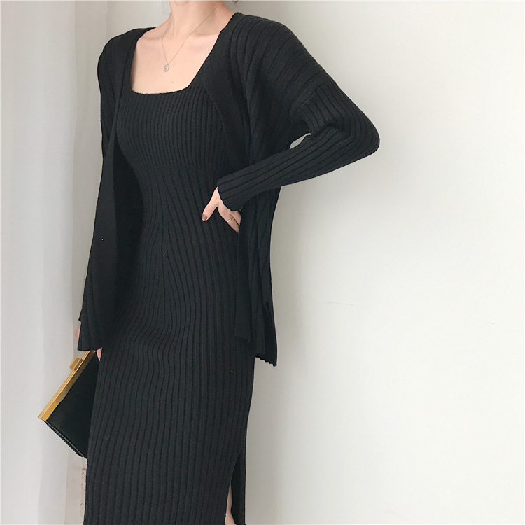 Vintage knitted suspenders bottoming dress