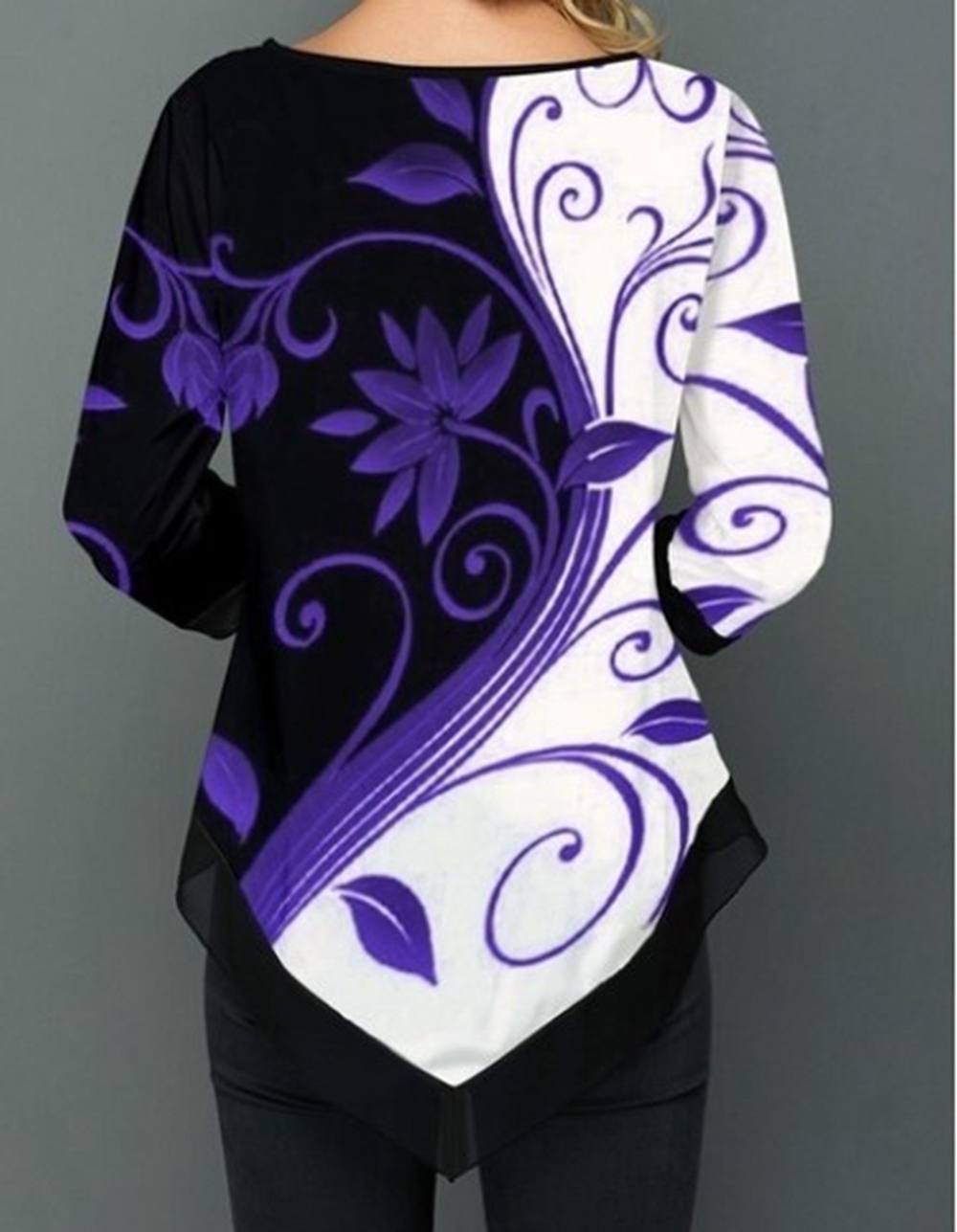 Printed irregular hem T-shirt