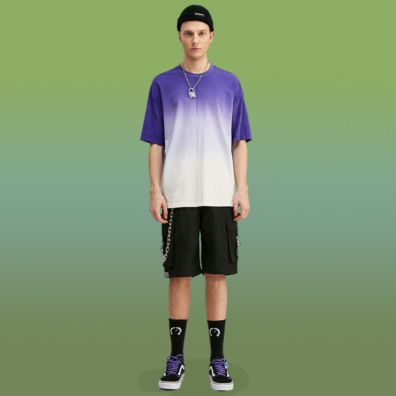 Personalized gradient tie-dye T-shirt tide brand loose top