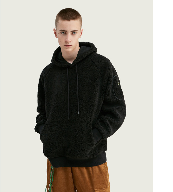 Solid color raglan sleeve hooded cashmere sweater