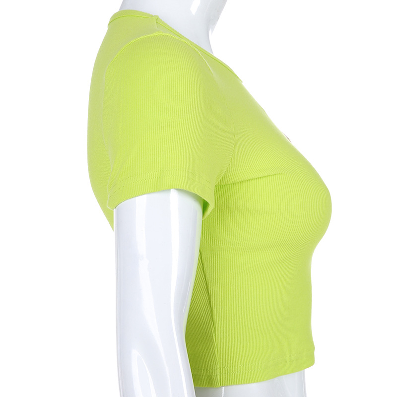 Sunflower printed small letters slimming T-shirt