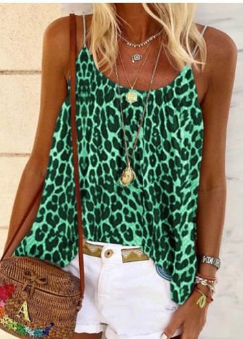 Leopard spaghetti belt ladies vest