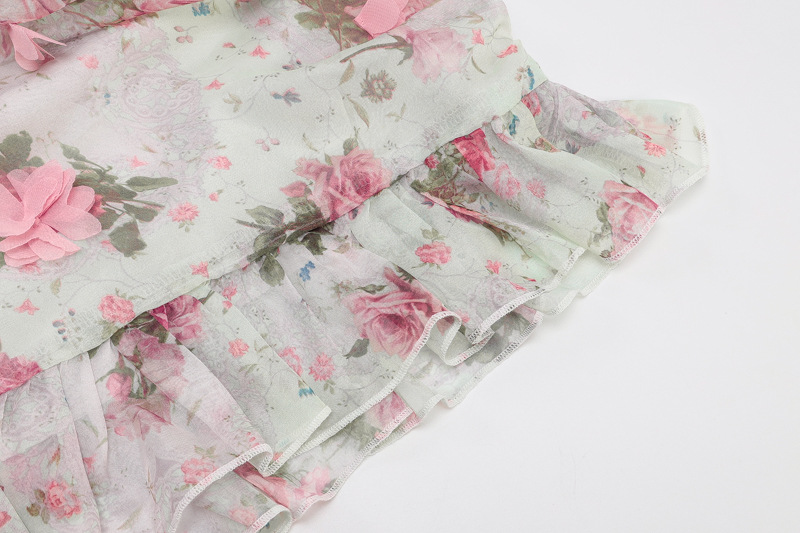 Short-sleeved printed skirt