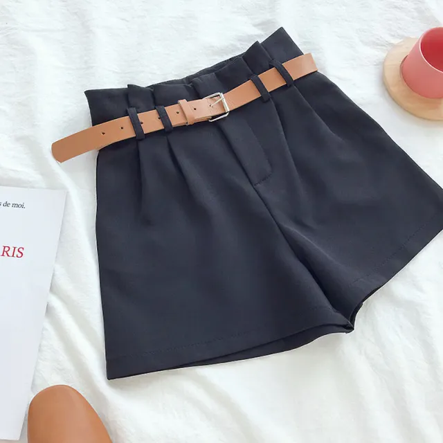 Casual wide leg suit shorts Black - Shop at LoveMi