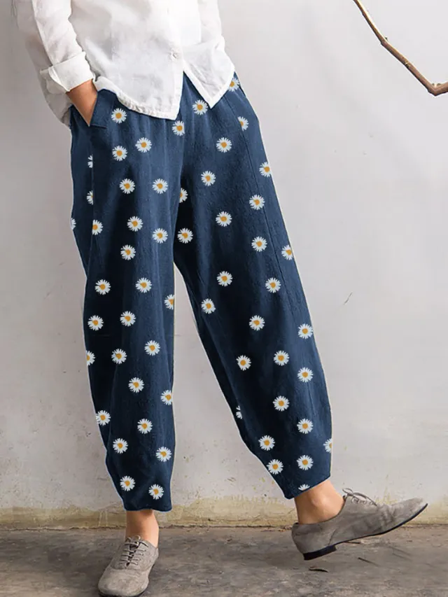 Daisy print pants Blue - Shop at LoveMi