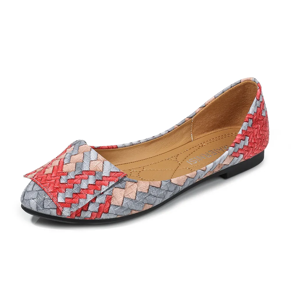 Flat shoes shallow mouth women's shoes - Red