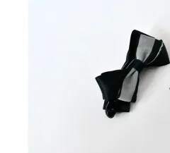 Colour contrast senior grey cloth bowknot banana clip - Black - View 1