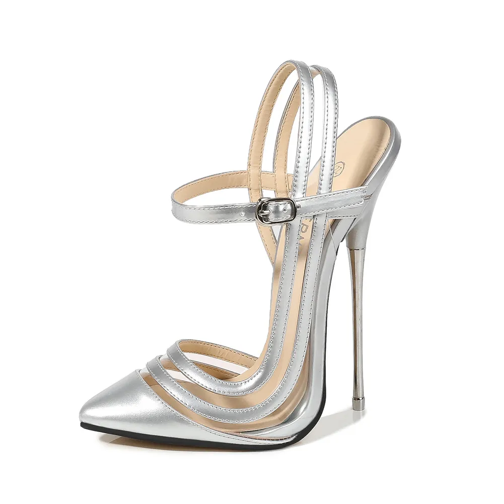 Super High Heel Plus Size Heels - Sliver-36