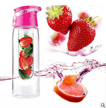 Water bottle outdoor sports lemon water cup artifact - Rose Red