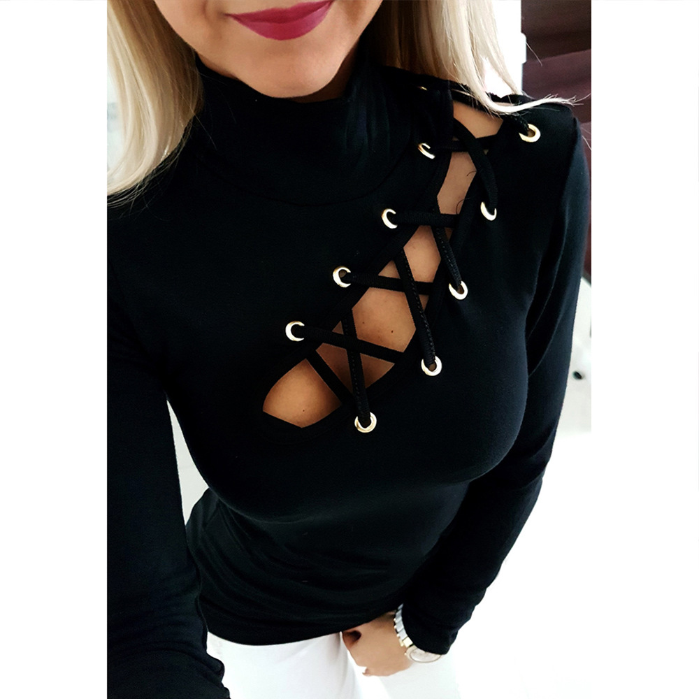 Slim turtleneck T-shirt with long sleeves