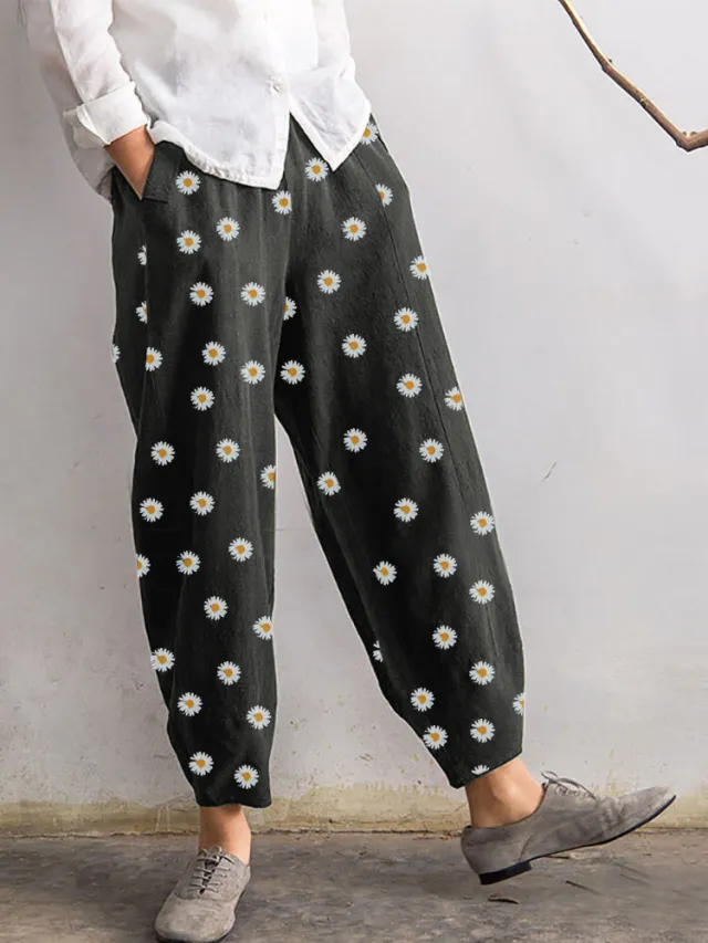 Daisy print pants Black - Shop at LoveMi