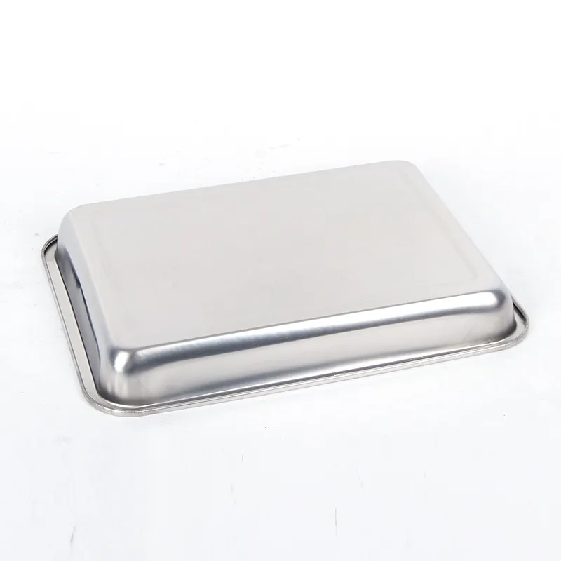 Stainless Steel Storage Trays Square Plate Thickening Pans Rectangular Tray Barbecue Deep Rice Dishes Bbq Kitchen Accessories – image 3