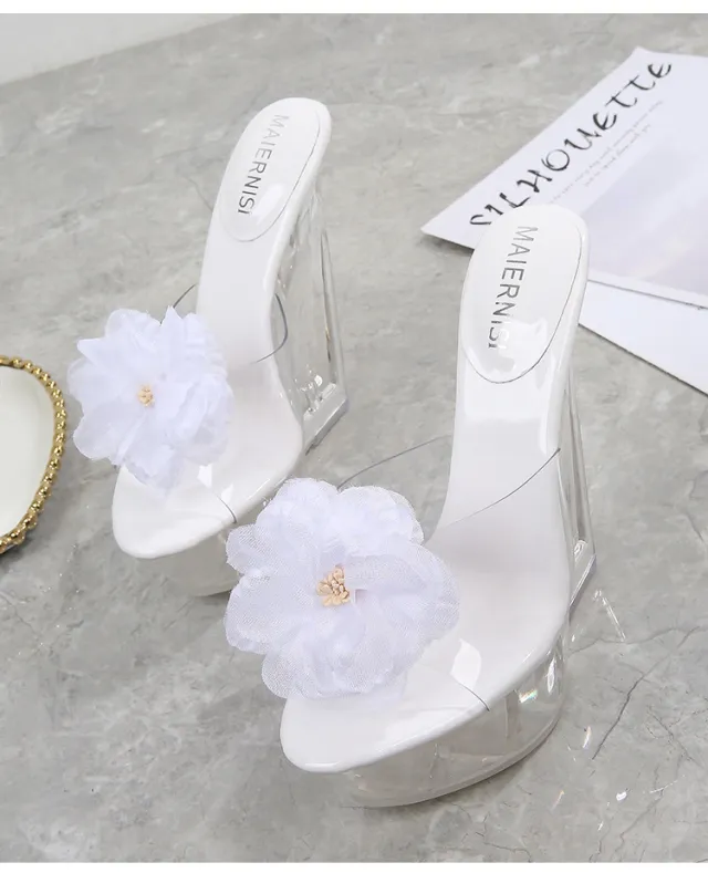 High heeled platform wedge sandals White - Shop at LoveMi