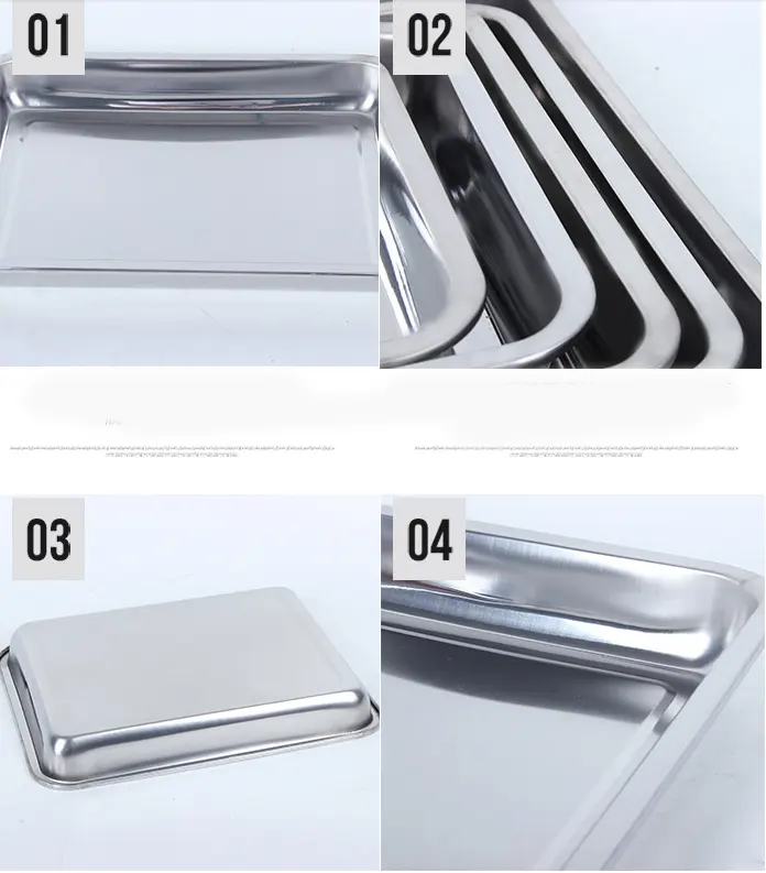 Stainless Steel Storage Trays Square Plate Thickening
