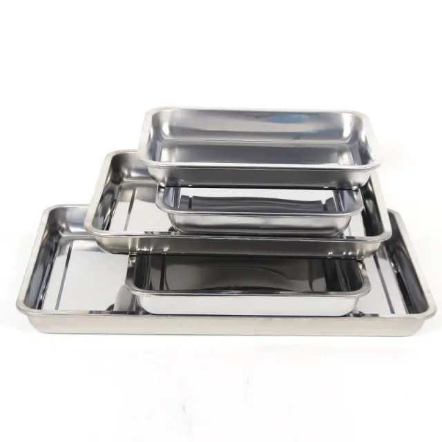 Stainless Steel Storage Trays Square Plate Thickening Pans Rectangular Tray Barbecue Deep Rice Dishes Bbq Kitchen Accessories 27X20X2 Cm - Shop at LoveMi
