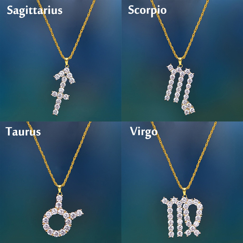 Shining 12 constellations Pendant Necklace