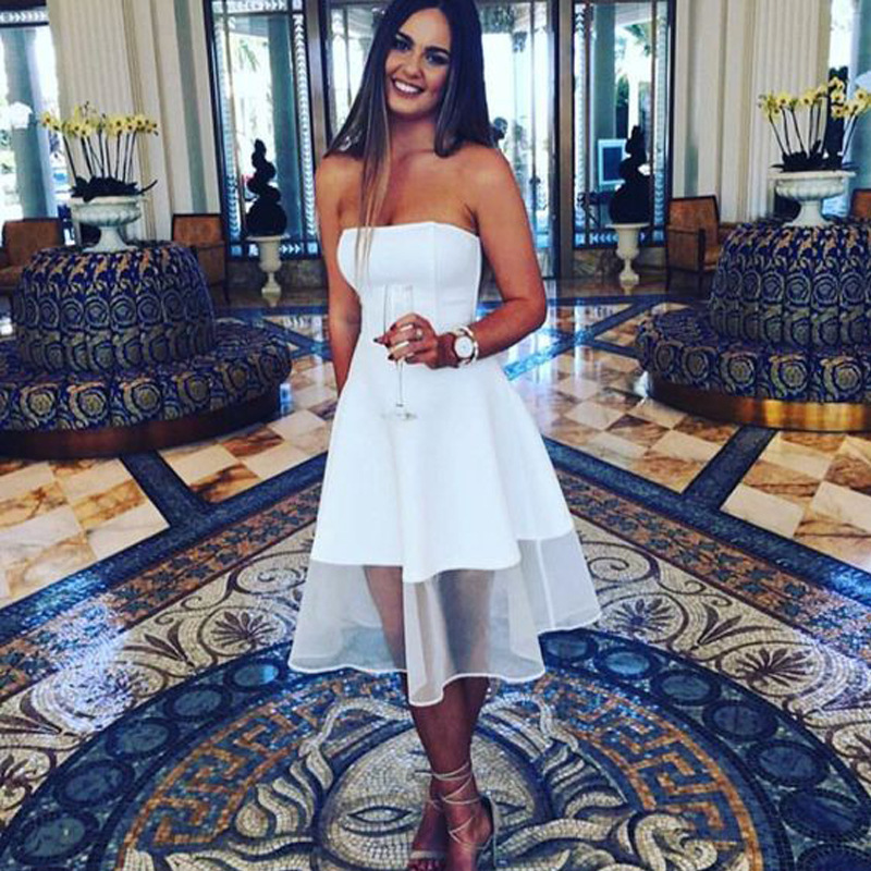 Sexy wrap chest perspective dress