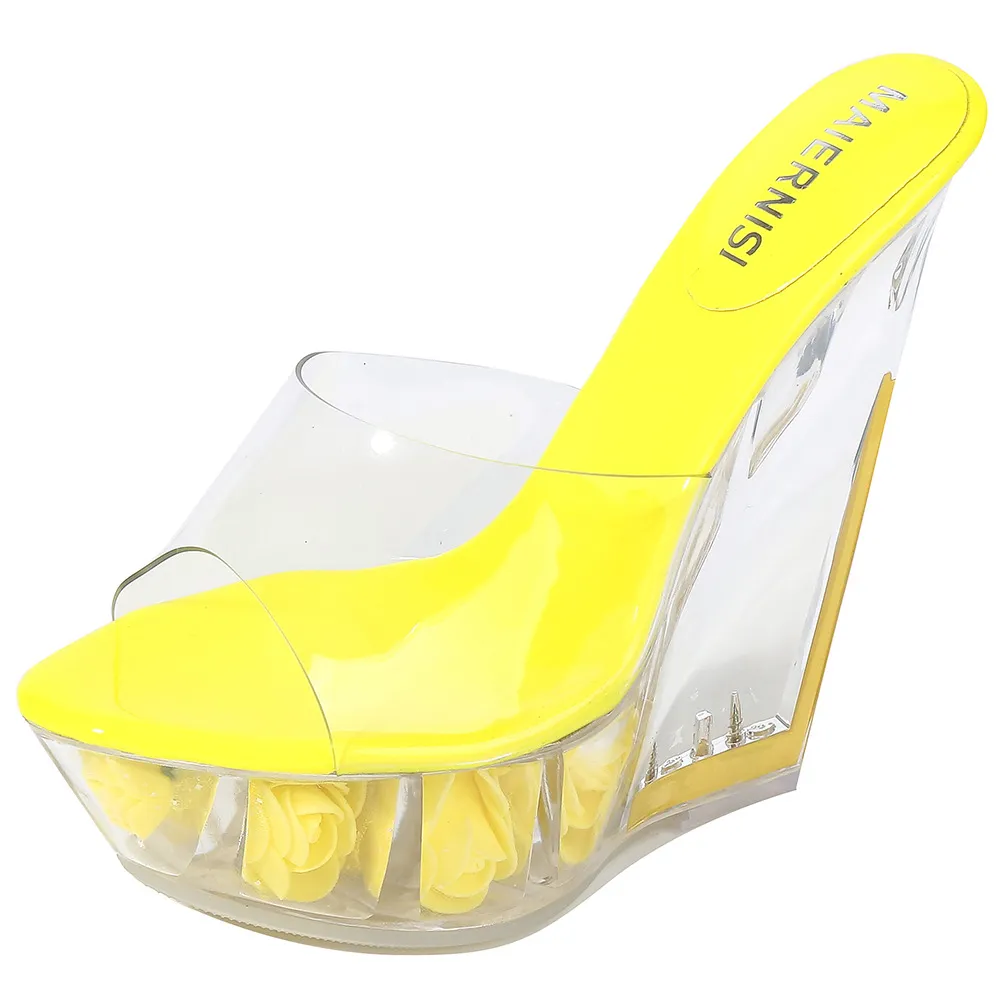 Transparent flower sandals - Yellow