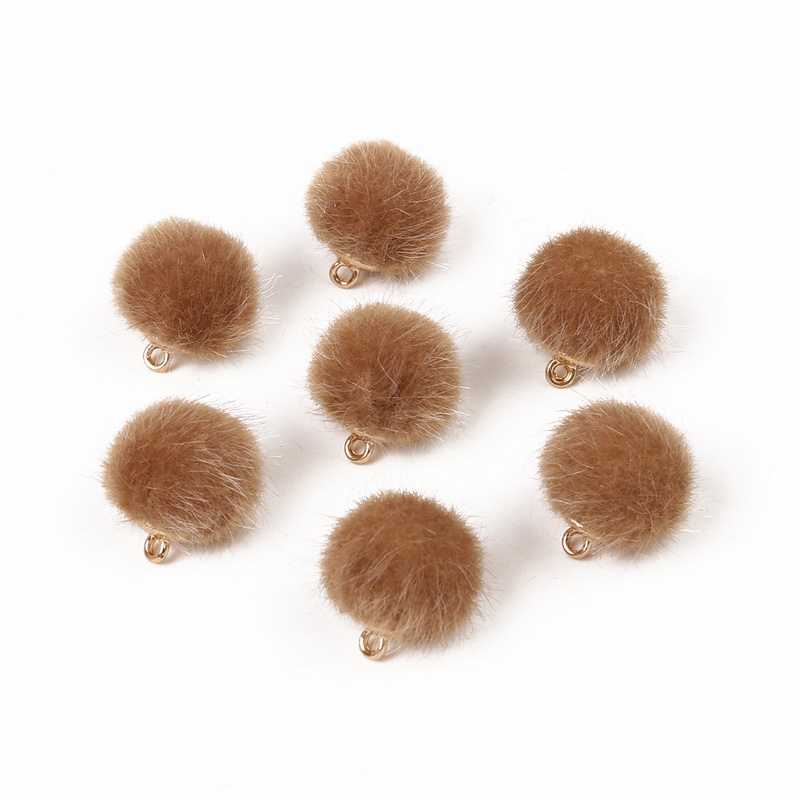 Fabric Hair Ball Bead Pendant Brown - Shop at LoveMi