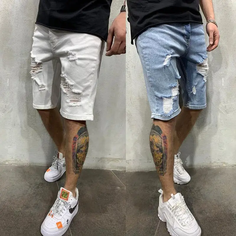 Slim men's pants with holes