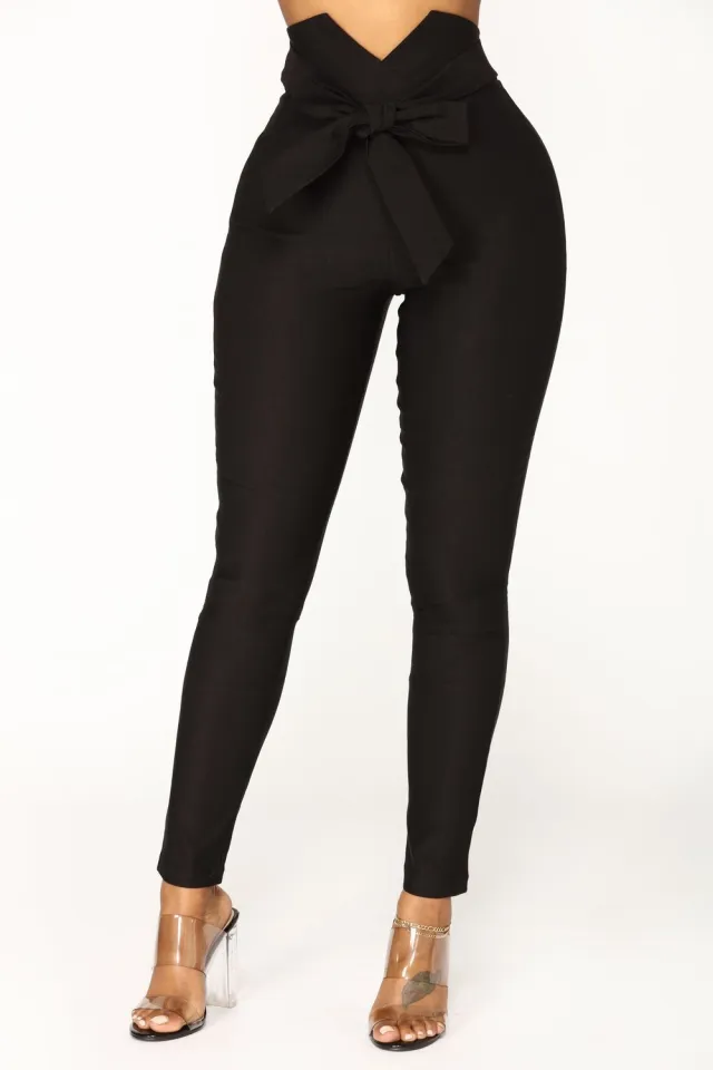 European and American bow slim elastic pants Black - Shop at LoveMi