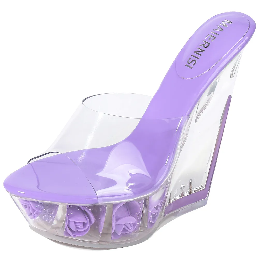 Transparent flower sandals - Purple