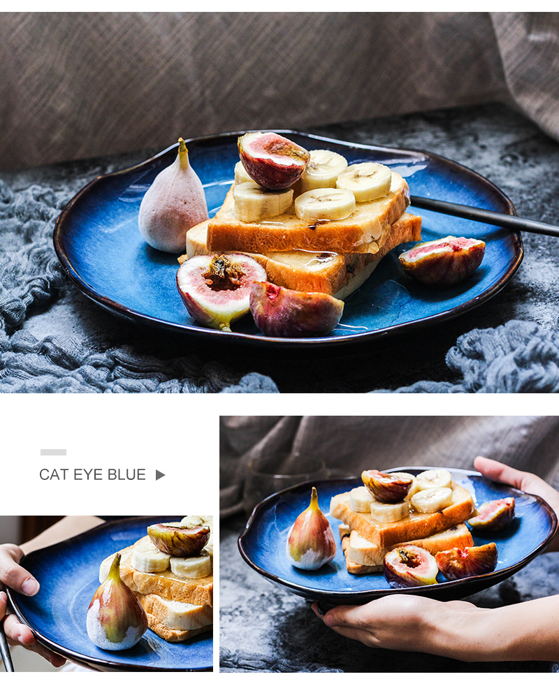 Japanese-style kiln-changing ceramic plate Western food steak plate