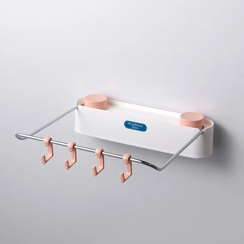 Multifunctional washbasin storage rack - White Pink
