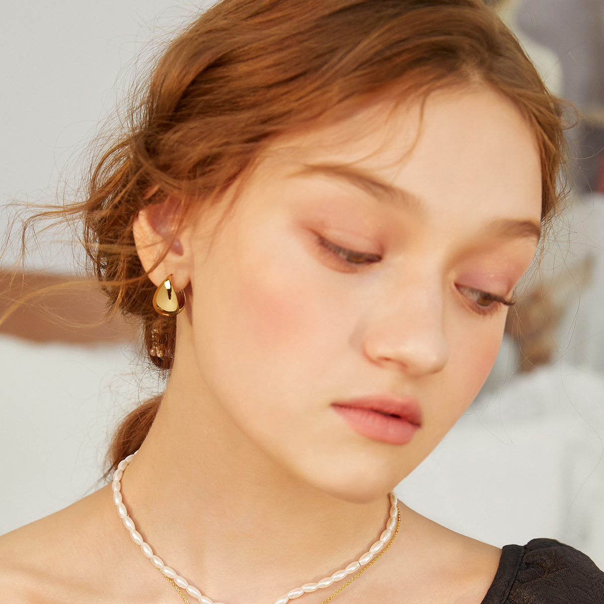 Simple retro metal hoop earrings