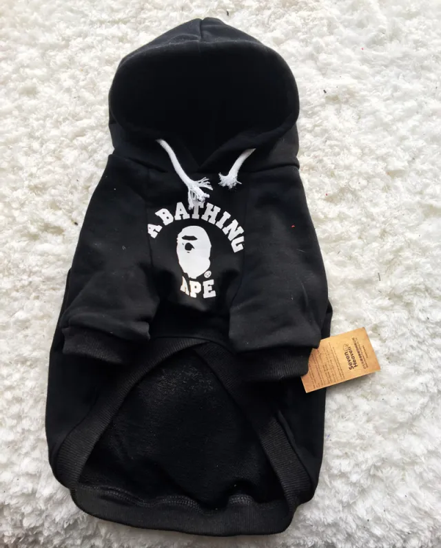 Casual printed hooded trendy pet clothes Black - Shop at LoveMi